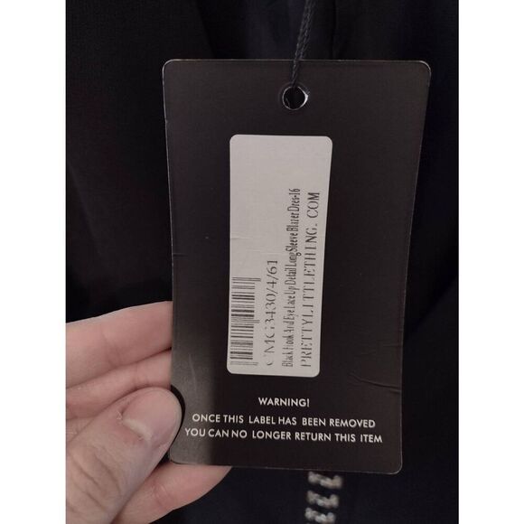 NWT Pretty Little Thing Black Hook And Eye Lace Up Detail Long Sleeve Blazer Dre - Picture 4 of 8